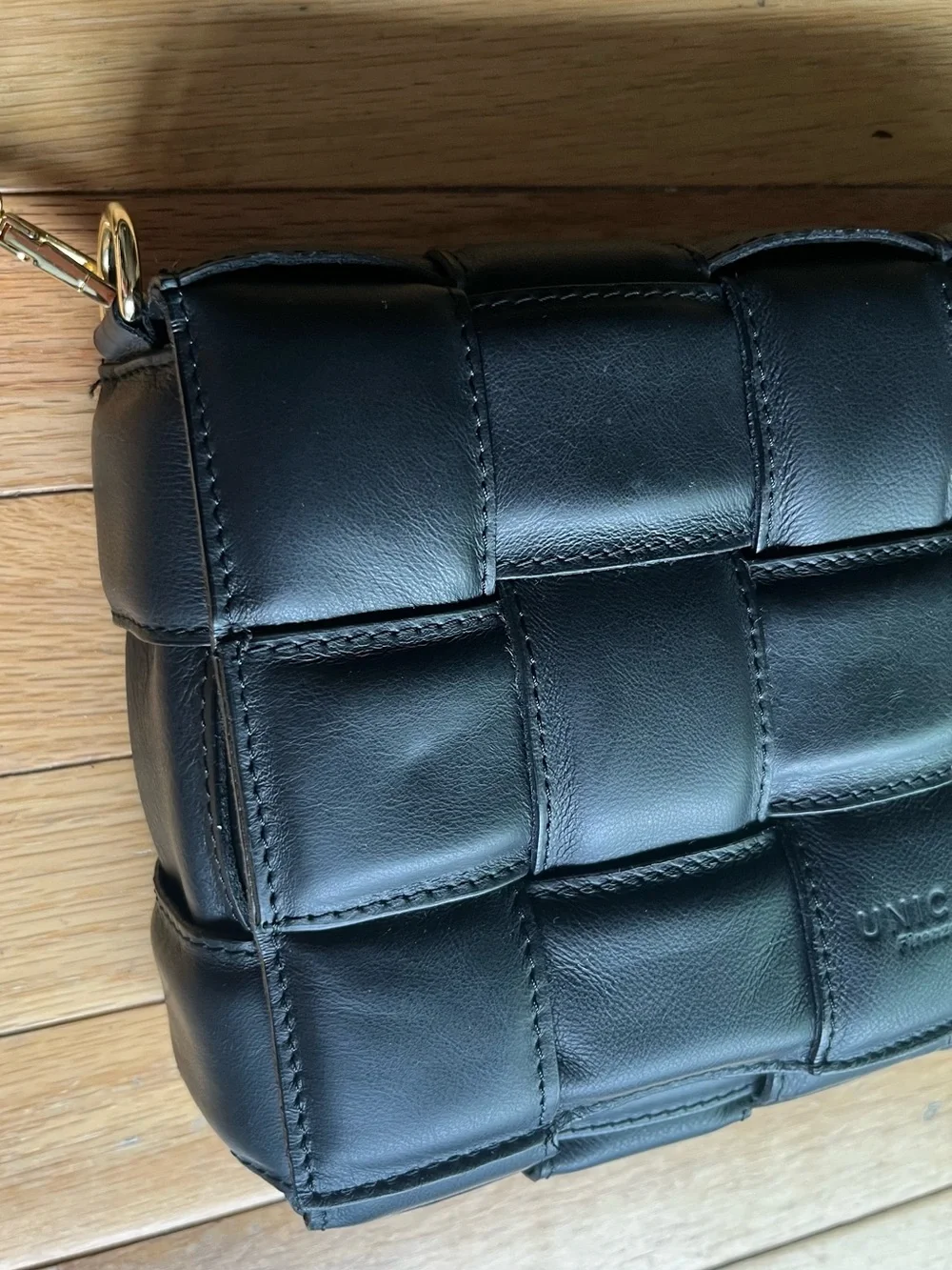 Unica! Firenze Black Bag Genuine Leather Crossbody Purse Quilted Made in Italy - Picture 10 of 10